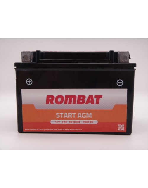 Baterie moto, scuter, atv Rombat 12V 8Ah curent pornire 80A, AGM Gel RBX9-BS
